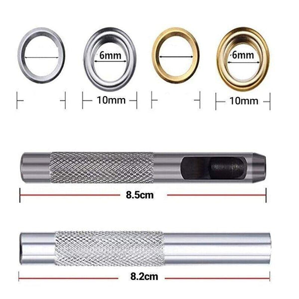 Eyelet Punch Die Tool Kit With 100 Sets Of 6Mm Grommets For Leather Craft Leather Punching Tools