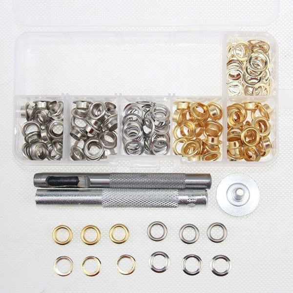 Eyelet Punch Die Tool Kit With 100 Sets Of 6Mm Grommets For Leather Craft Leather Punching Tools