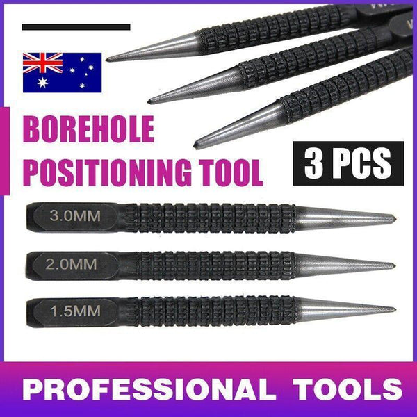 Nail Centre Punch Set 3Pcs Round Head Wood Metal Super Impact Resistance Other Hand Tools