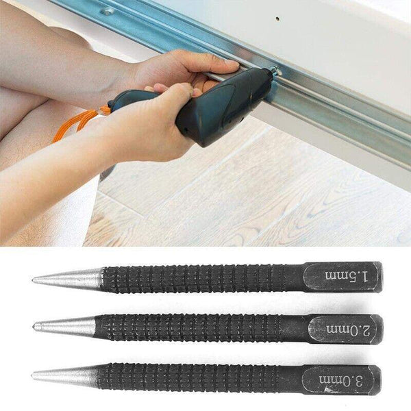 Nail Centre Punch Set 3Pcs Round Head Wood Metal Super Impact Resistance Other Hand Tools