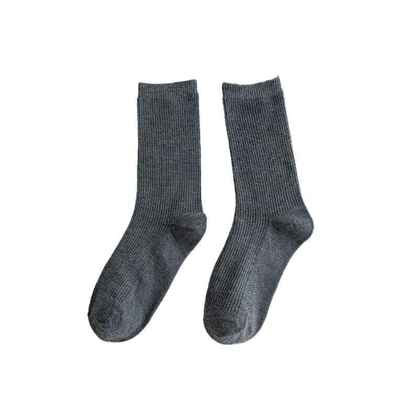 Solid Pure Colour Formal Socks Cotton Fashion Casual Breathable Crew Grey 4 Pairs Womens Socks