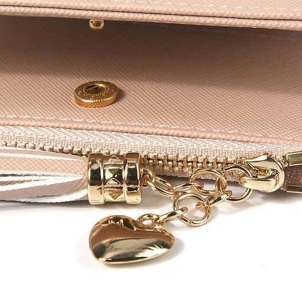 Ladies Short Wallet Small Leather Purse Folding Card Holder Coin Pocket Tassel Design Red Wallets