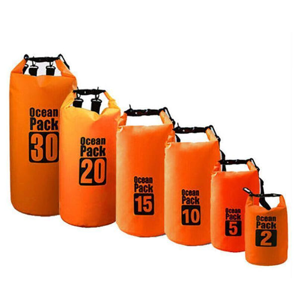 Orange Waterproof Bag Dry Sack Fishing Camping Canoeing Outdoor Sport 2/5/10/15/20/30 L 10L Dry Bags