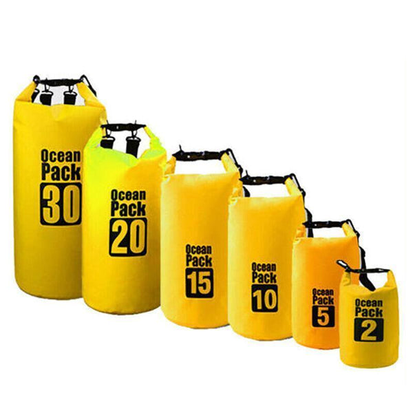 Yellow Waterproof Bag Dry Sack Fishing Camping Canoeing Outdoor 2/5/10/15/20/30 L 20L Dry Bags