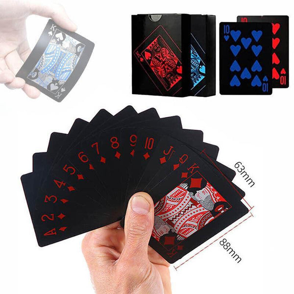 Waterproof Pvc Poker Deck Black Plastic Magic Tricks Game Set Blue Playing Cards