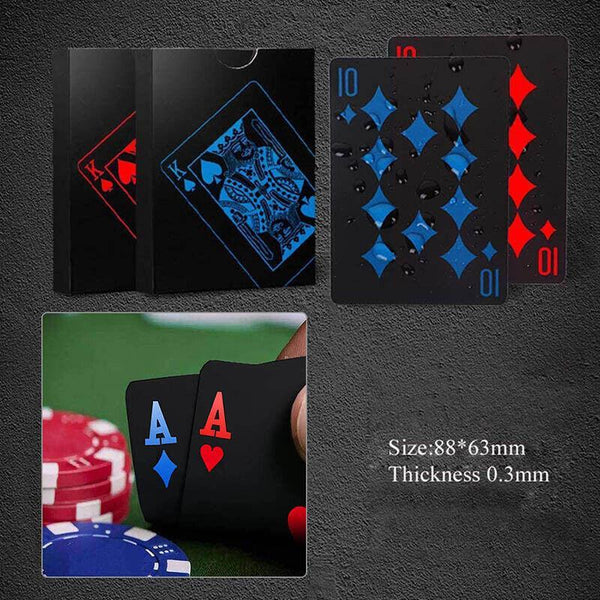 Waterproof Pvc Poker Deck Black Plastic Magic Tricks Game Set Blue Playing Cards