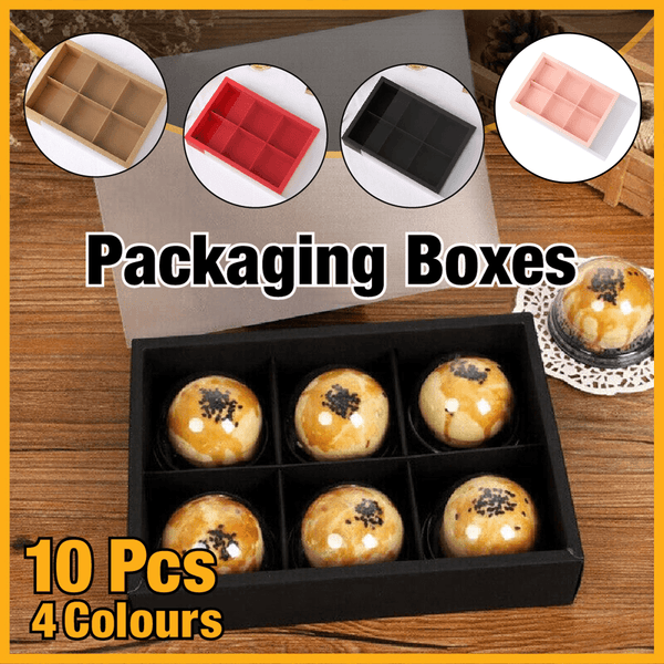 10Pcs Cake Box With Transparent Lids Gift Packaging Boxes For Moon Cakes Cookie Red Baking Cups & Cases