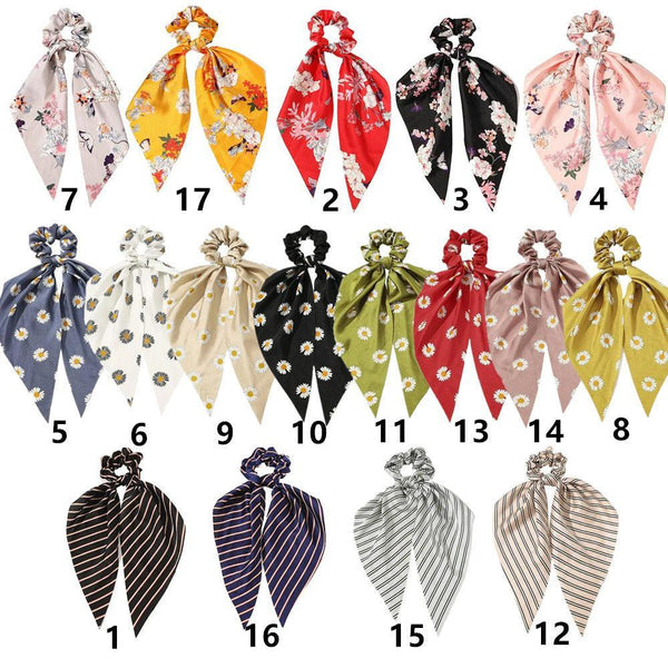 Chiffon Ponytail Scarf Bow Elastic Hair Rope Tie Scrunchies Ribbon Bands 1 Hair Accessories