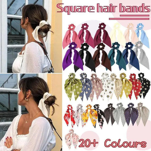 Chiffon Ponytail Scarf Bow Elastic Hair Rope Tie Scrunchies Ribbon Bands 6 Hair Accessories