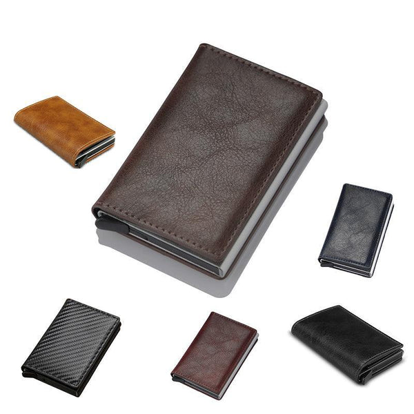 Rfid Blocking Leather Card Wallet With Money Clip For Men Credit Holder Dark Blue Wallets