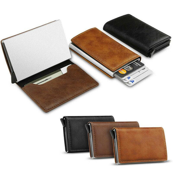 Rfid Blocking Leather Card Wallet With Money Clip For Men Credit Holder Dark Blue Wallets
