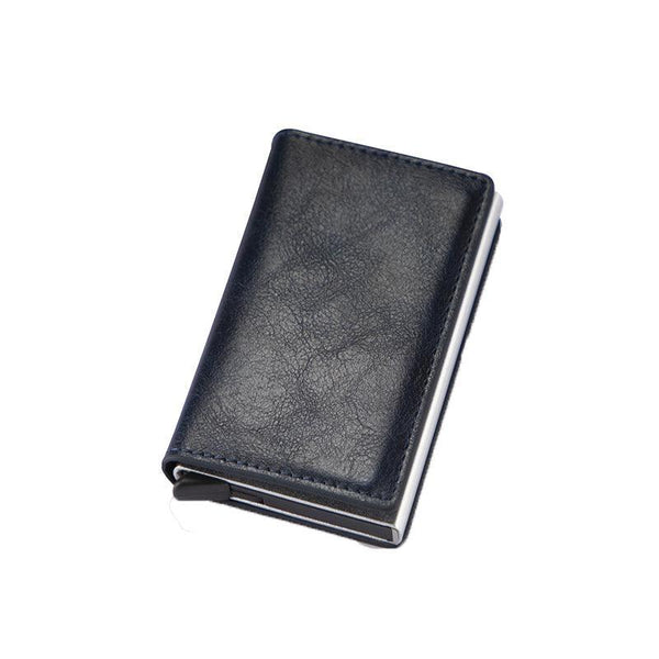 Rfid Blocking Leather Card Wallet With Money Clip For Men Credit Holder Dark Blue Wallets
