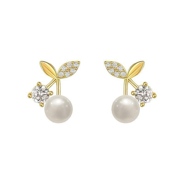 Fashion Pearl Wedding Zircon Cherry Stud For Women Earrings