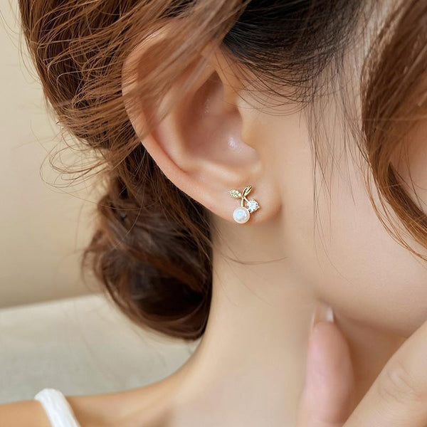 Fashion Pearl Wedding Zircon Cherry Stud For Women Earrings