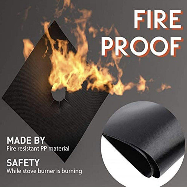 Gas Reusable Hob Protectors Non Stick Liner Pad 4 Pcs Black Stove Burner Covers