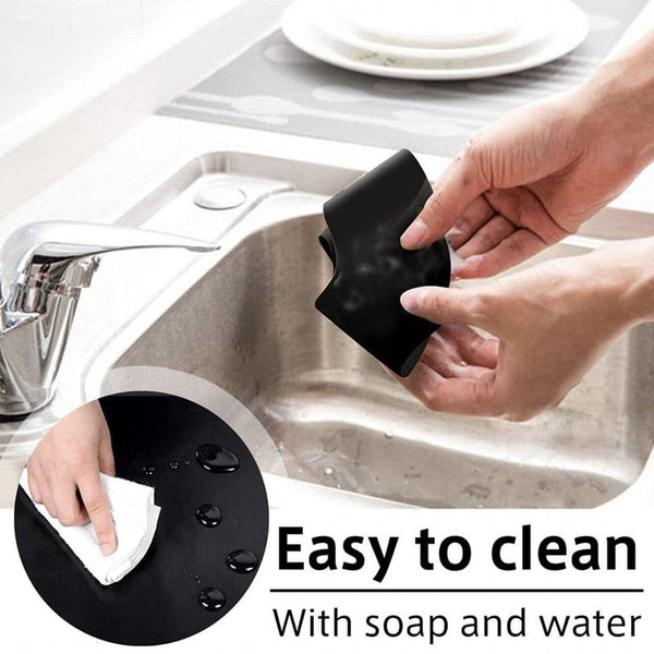 Gas Reusable Hob Protectors Non Stick Liner Pad 4 Pcs Black Stove Burner Covers