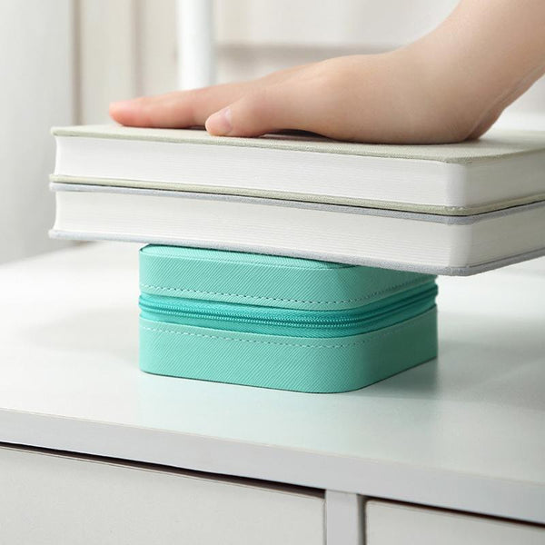 Travel Jewelry Organizer Box Portable Leather Storage Ornaments Ring Earrings Black (10X10x5cm) Jewellery Boxes