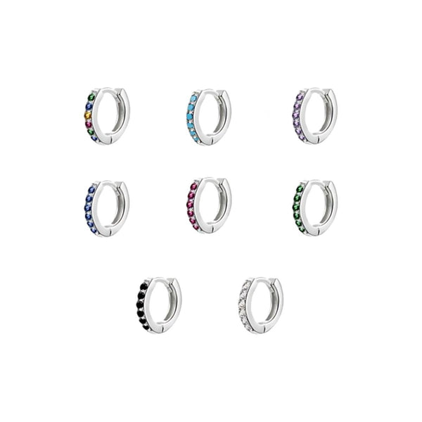 925 Sterling Silver Gold Rings Plated Cubic Crystal Cuff Huggie Hoop Au Black Earrings