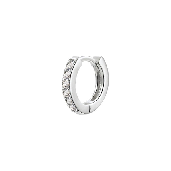 925 Sterling Silver Gold Rings Plated Cubic Crystal Cuff Huggie Hoop 1 Piece Earrings