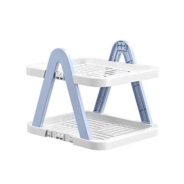 Removable Shoe Rack Folding Storage Shelf Simple Space Saving Organizer 2Tier Blue Shoe Organisers