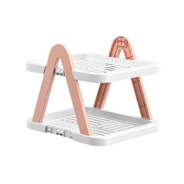 Removable Shoe Rack Folding Storage Shelf Simple Space Saving Organizer 2Tier Pink Shoe Organisers