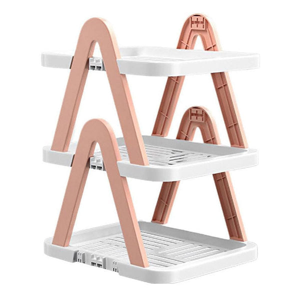 2/3 Tier Removable Shoe Rack Folding Storage Shelf Simple Space Saving Organizer 3Tier Pink Shoe Organisers