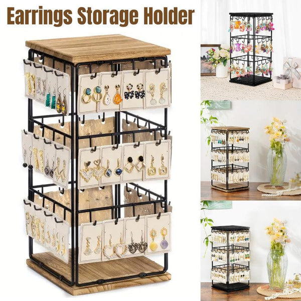 Iron Desktop Earrings Display Organizer Jewellery Stand Holder For Home Storage Black Storage & Display