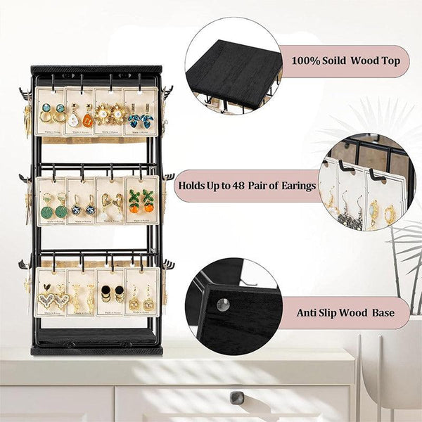 Iron Desktop Earrings Display Organizer Jewellery Stand Holder For Home Storage Black Storage & Display