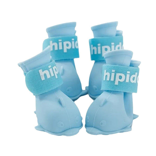 4Pcs Cartoon Pet Rain Boots Waterproof Non Slip Wear Resistant Shoes For Dogs Blue L Dog Clothing & Shoes