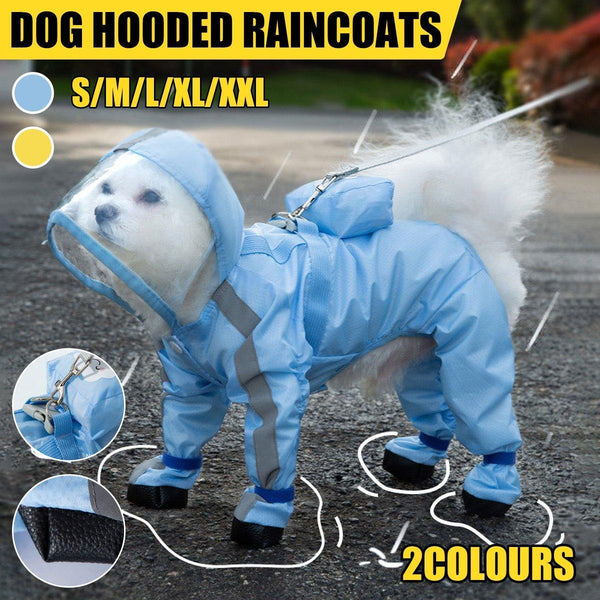 Waterproof Dog Raincoat With Feet Full Coverage Pet Rainy Clothes For Small Dogs Blue Xxl Dog Clothing & Shoes