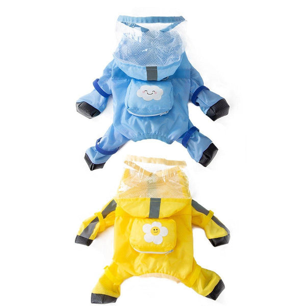 Waterproof Dog Raincoat With Feet Full Coverage Pet Rainy Clothes For Small Dogs Blue Xxl Dog Clothing & Shoes