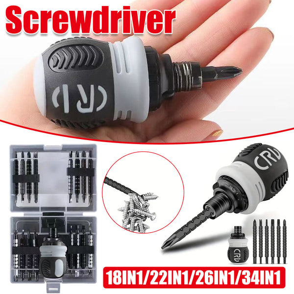 Ratchet Screwdriver Set With Sleeve Dual Head Expansion Cross Bits 18 In 1 Screwdrivers & Nutdrivers