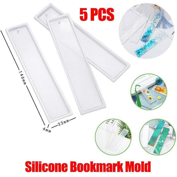 5Pcs Silicone Bookmark Mould Rectangle Resin Craft Making Tool For Diy Projects Bookmarks