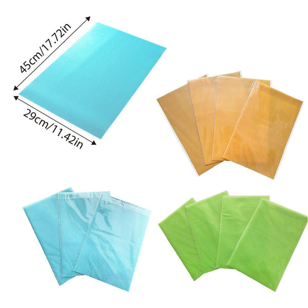 4Pcs Cuttable Kitchen Anti Slip Mat Fouling Refrigerator Drawer Liner Blue Drawer Liners