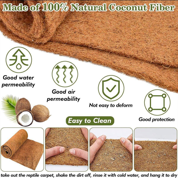 Reptile Terrarium Liner Coconut Fiber Mat Tortoise Carpet Pet Hamster Bedding 50X30cm Reptiles