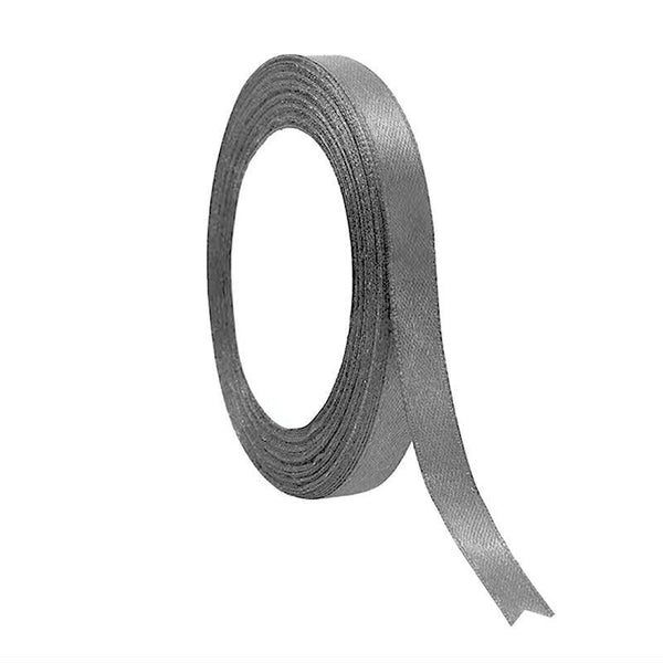 10Mm Width Satin Hair Ribbon Wedding Party Decoration Gift Banquet 3M Silver Grey Ribbons & Bows