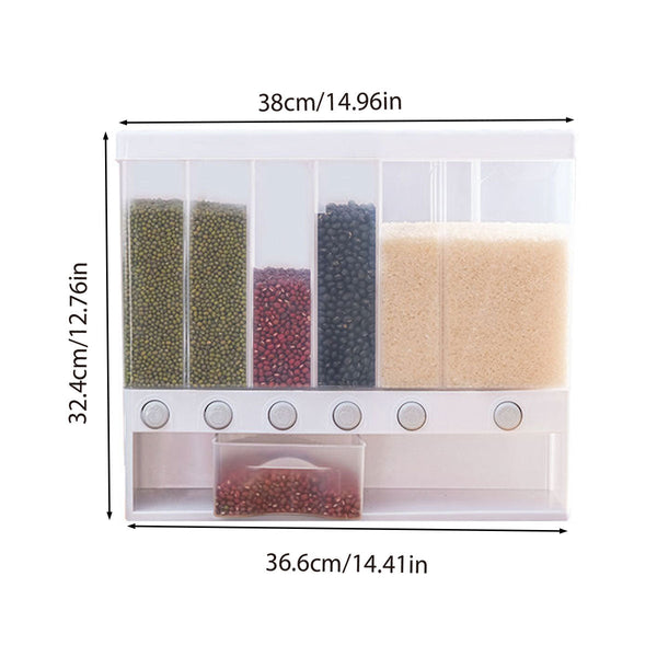 Wall Mounted Automatic Rice Dispenser Sealed Grain Plastic Storage Tank White Food Storage Containers