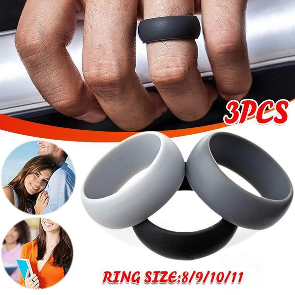 Silicone Rubber Ring Bands 3Pcs Size 10 Rings