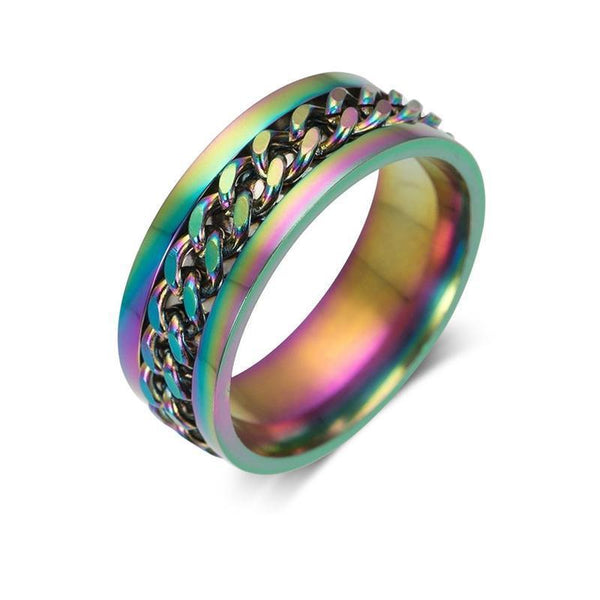 Spinner Mens Womens Fidget Rotating Silver Stainless Steel Size 12 Rings
