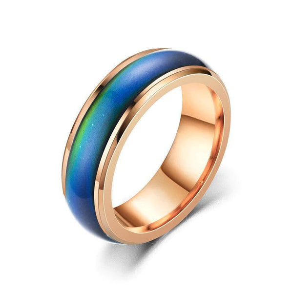 Mood Colour Changing Ring Temperature Sensitive Stainless Steel Us Size 8 Rose Gold Rings