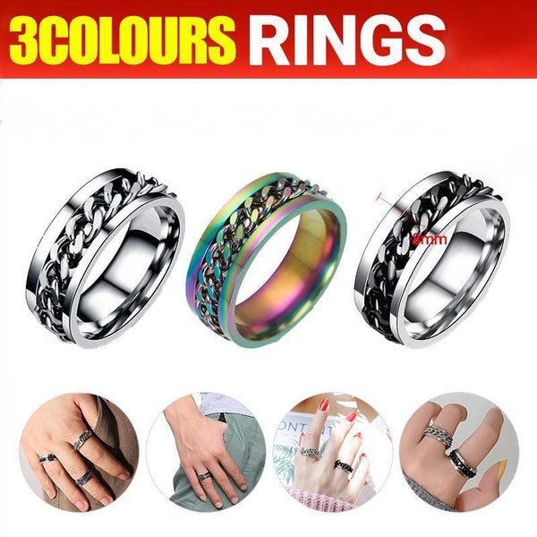 Spinner Mens Womens Fidget Rotating Silver Stainless Steel Size 11 Rings