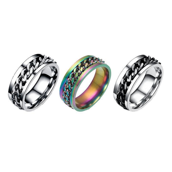 Spinner Mens Womens Fidget Rotating Silver Stainless Steel Size 12 Rings