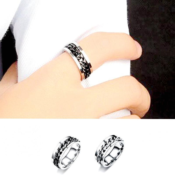 Spinner Mens Womens Fidget Rotating Silver Stainless Steel Size 8 Rings