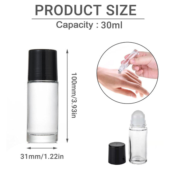 16X Clear Glass Roll On Bottle 30Ml Extra Large Roller Ball Perfume Oil Underarm Travel Bottles & Containers