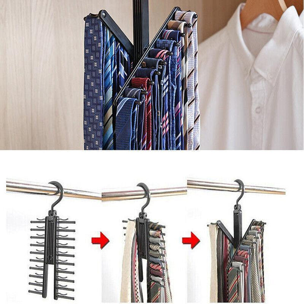 360 Degree Rotating Tie Hanger With 20 Hooks For Closet Scarves Belts Organisation Hooks & Hangers