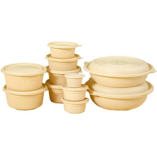 50Pcs Biodegradable Corn Starch Lunch Box Round Takeout Containers Eco Friendly 900Ml Lunchboxes