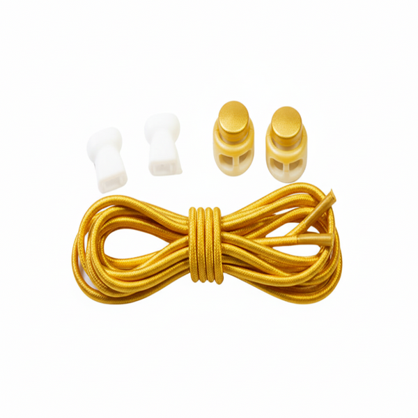 No Tie Elastic Shoelaces With Toggle Locks For Sneakers Running Walking Shoes Golden Shoe Laces