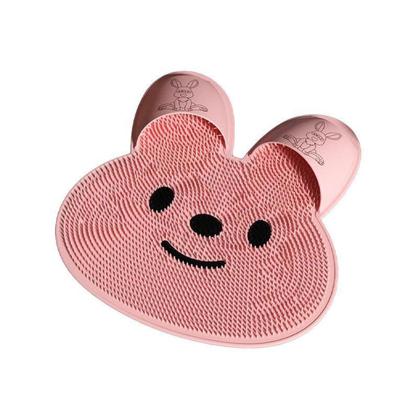 Silicone Foot Scrubber Rabbit Tub Mat Suction Cup Exfoliating Brush Cleaning Pink Foot Creams & Treatments