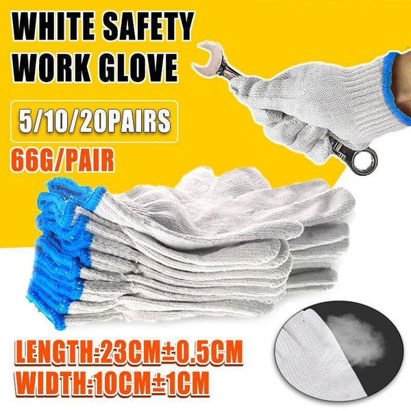 White Cotton Work Gloves Knitted Heavy Duty For Gardening Or Warehouse Use 5 Pairs Gardening Gloves & Knee Pads