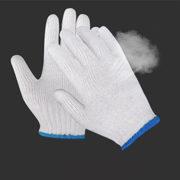 White Cotton Work Gloves Knitted Heavy Duty For Gardening Or Warehouse Use 5 Pairs Gardening Gloves & Knee Pads
